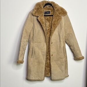 Vintage Women's Tan Faux Fur Lined leather Coat